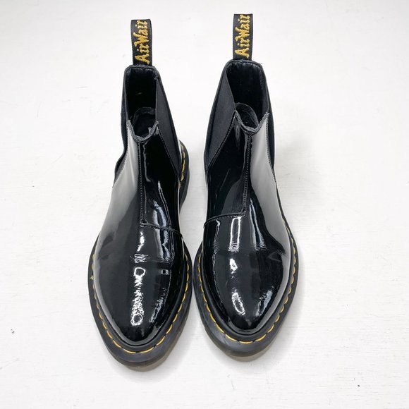 Dr. Martens Black Patent Leather Bianca Pointed Toe Chelsea Boot Women's Size 7 - Picture 2 of 12